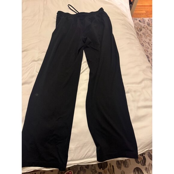 LULULEMON WOMENS BLACK SOFT JERSEY STRAIGHT LEG MID-RISE PANTS REGULAR SZ 8 - Picture 1 of 3